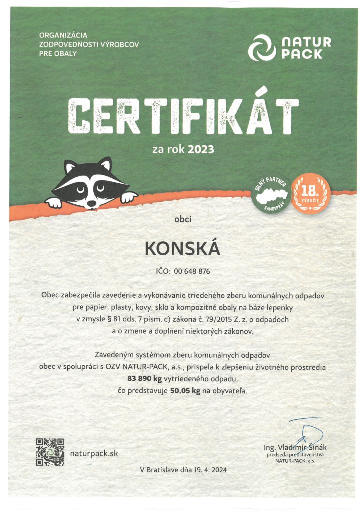 Certifikát za&nbsp;rok 2023