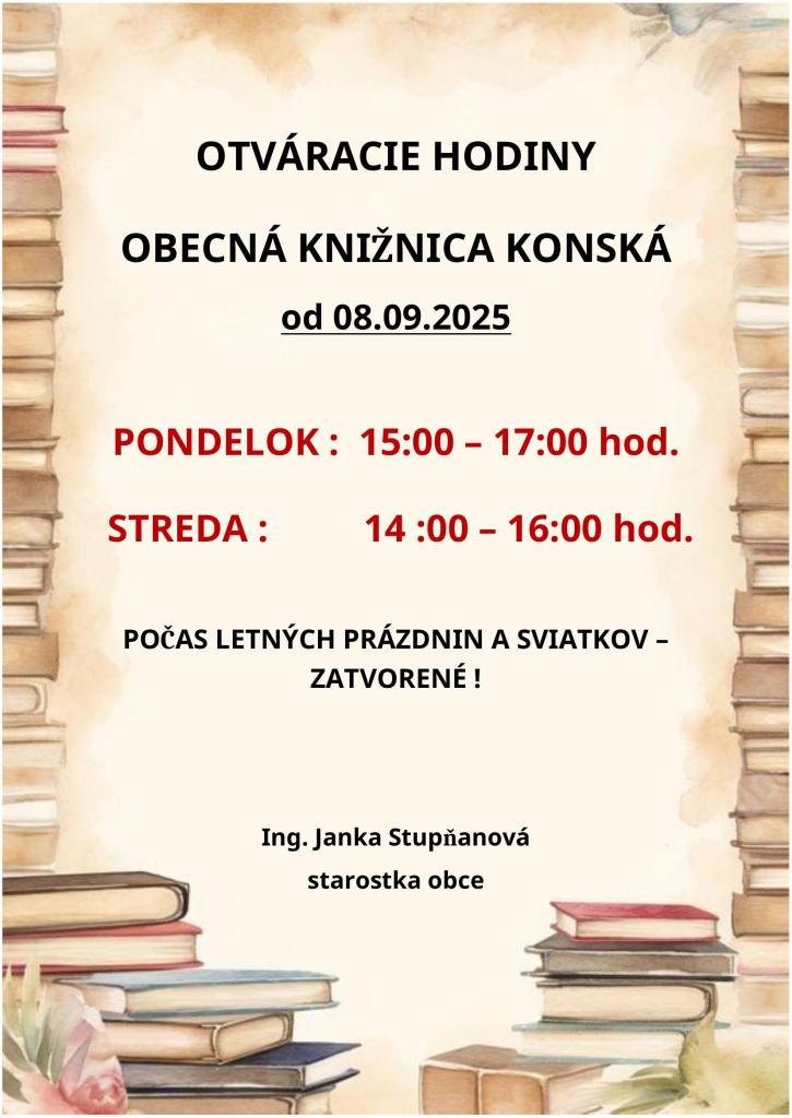 Otváracie hodiny od 08.09.2025