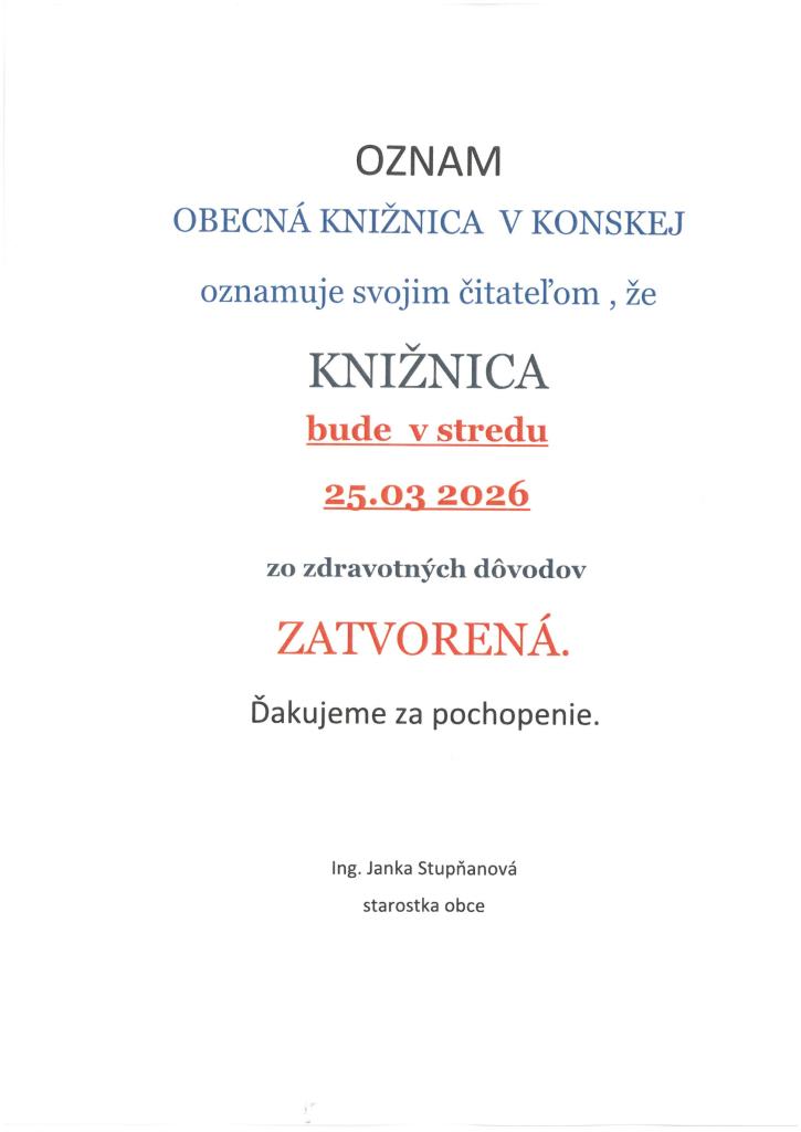 Knižnica zatvorená