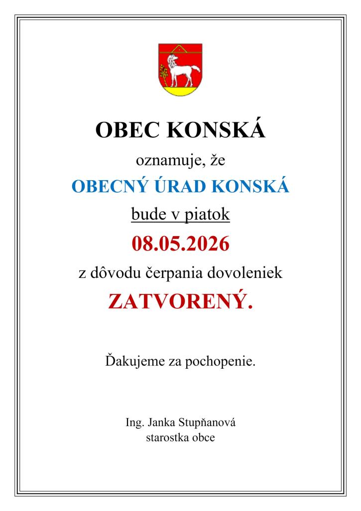 OÚ zatvorený