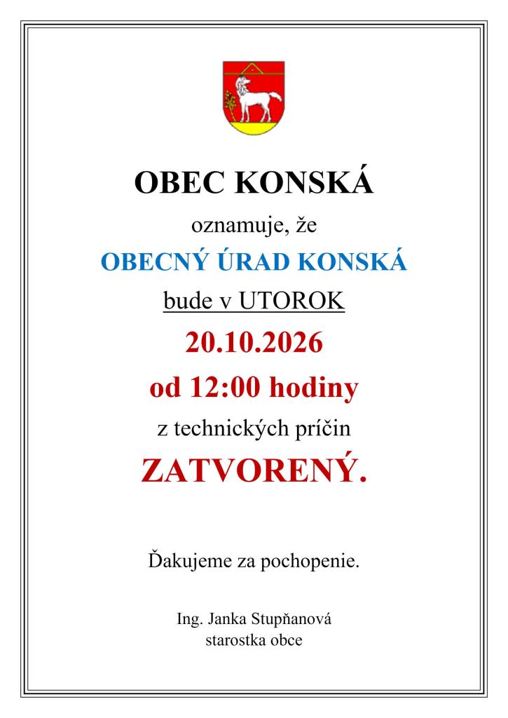 Obecný úrad zatvorený
