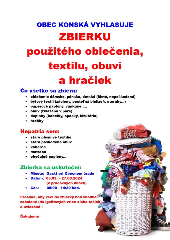 Zbierka šatstva 05.03.-27.03.2024