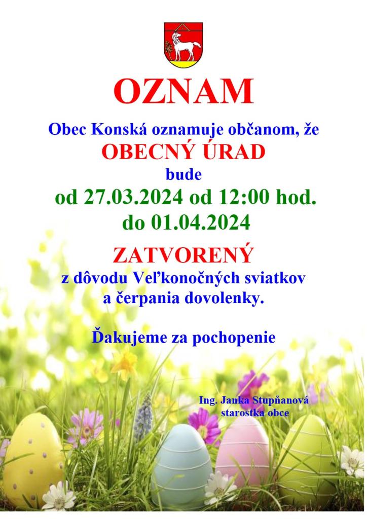 OcÚ počas Veľkej noci - zatvorený