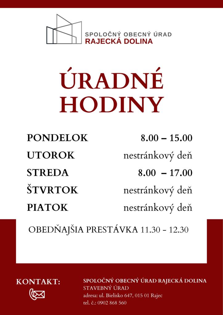 Zmena úradných hodín na SOcÚ - stavebnom v Rajci