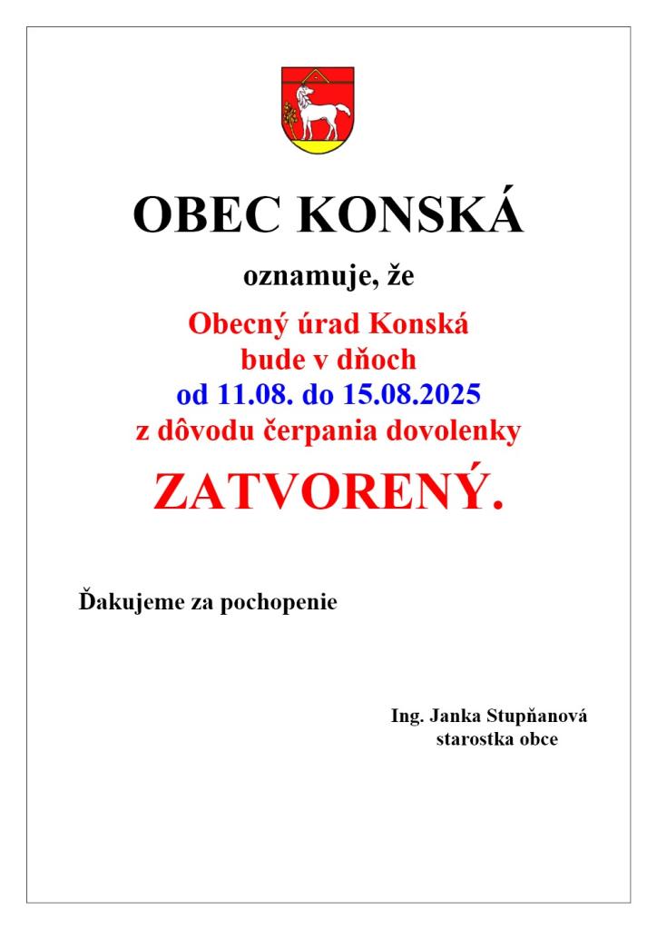 OcÚ v Konskej zatvorený