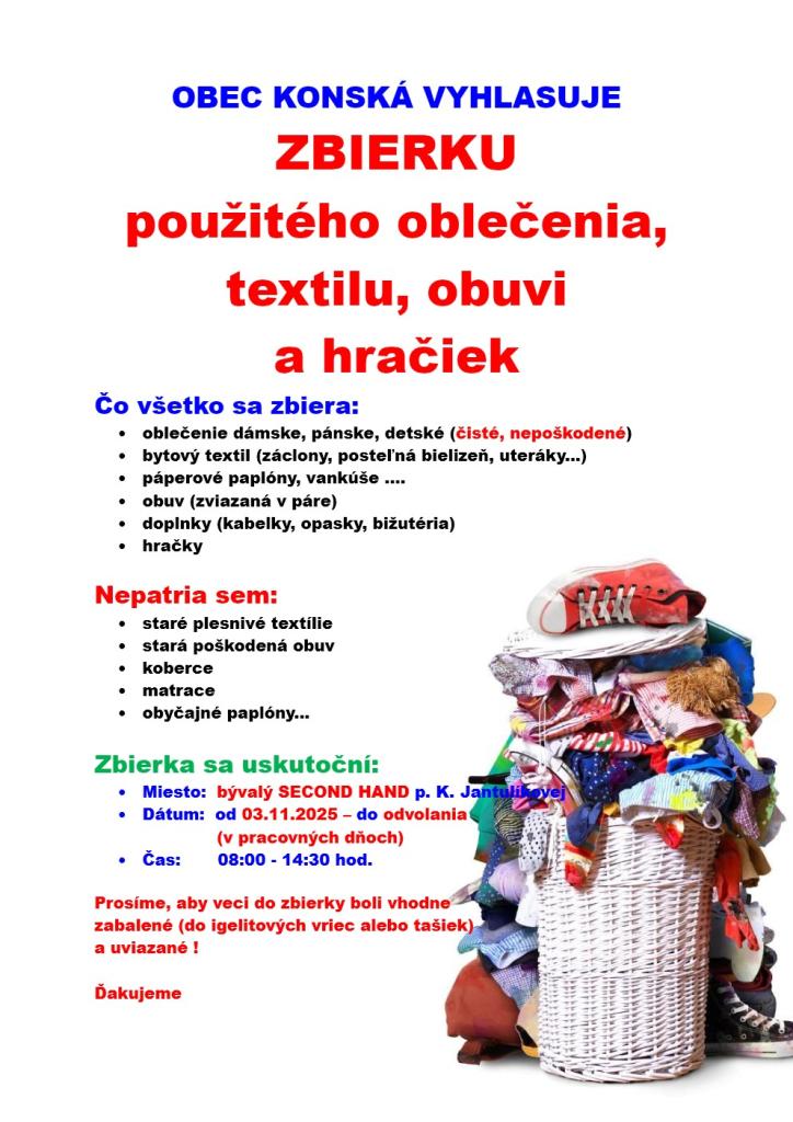 Zbierka použitého šatstva od 03.11.2025_