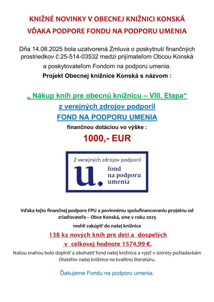 Nákup kníh pre obecnú knižnicu VIII.etapa 
