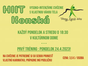 HIT - Konská KD - cvičenie od 24.04.2023