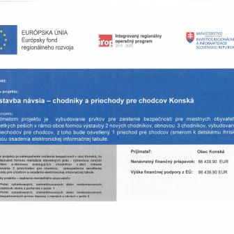 Projekt: Výstavba návsia - chodníky a priechody pre chodcov Konská