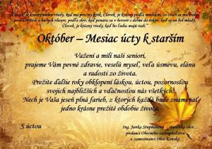 Október - mesiac úcty k starším