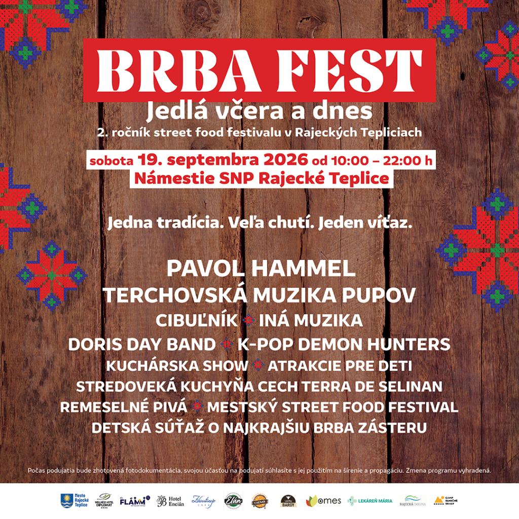 BRBA FEST v Rajeckých Tepliciach — 19. septembra 2026, Námestie SNP